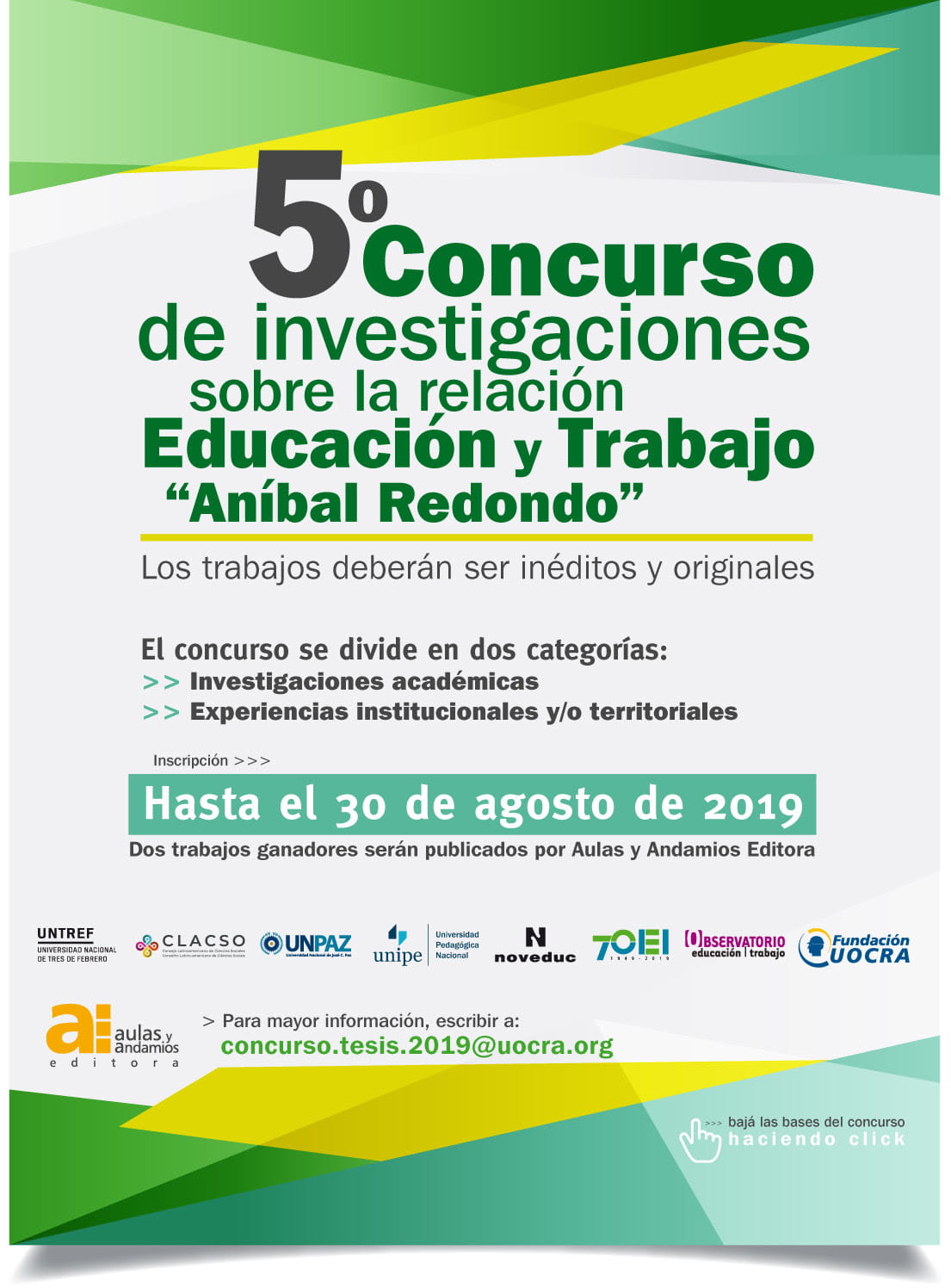  Concurso de investigaciones sobre la relación Educación y Trabajo “Aníbal Redondo” 2019 | 5ta edición