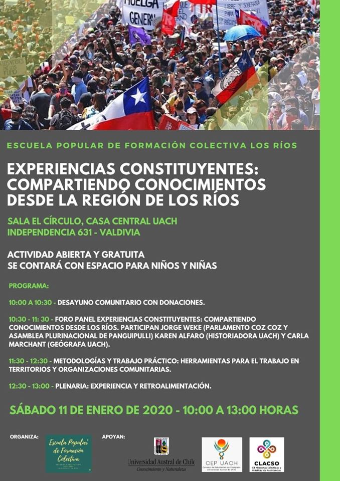  «Invitan a Escuela sobre experiencias constituyentes en Los Ríos»