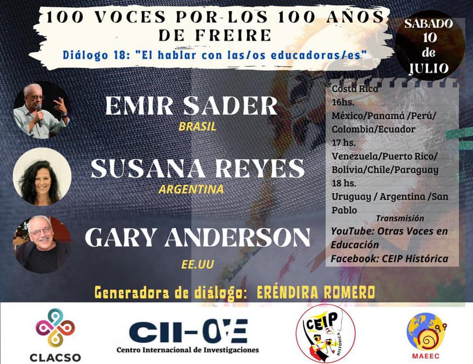  Cien voces por los 100 años de Paulo Freire. Diálogo 18: El hablar con l@s educador@s