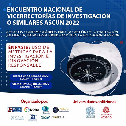  Encuentro Nacional de Vicerrectorías de Investigación o similares ASCUN 2022