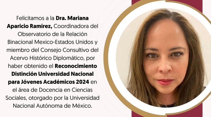  Reconocimiento a la Dra. Mariana Aparicio Ramírez