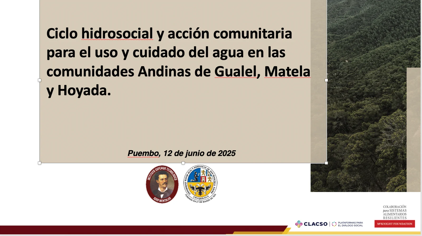  Ciclo hidrosocial y acción comunitaria para el uso y el cuidado del agua en las comunidades andinas de Gualel, Matela y Hoyada
