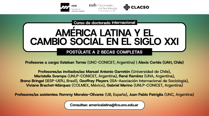  Becas de formación para el curso de doctorado internacional: América Latina y el cambio social en el siglo XXI (CEA, UAH, CLACSO)