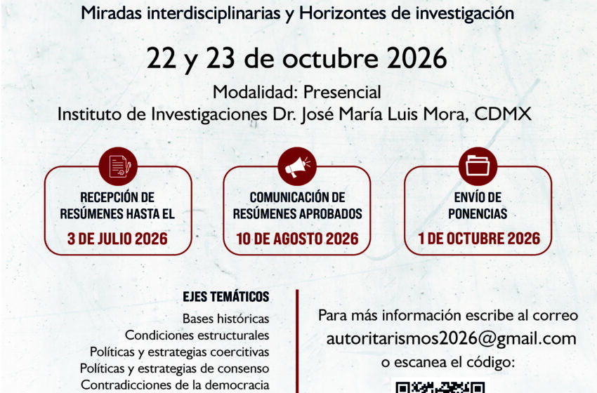 Convocatoria: Coloquio Internacional Autoritarismos. Miradas Interdisciplinarias y Horizontes de Investigación