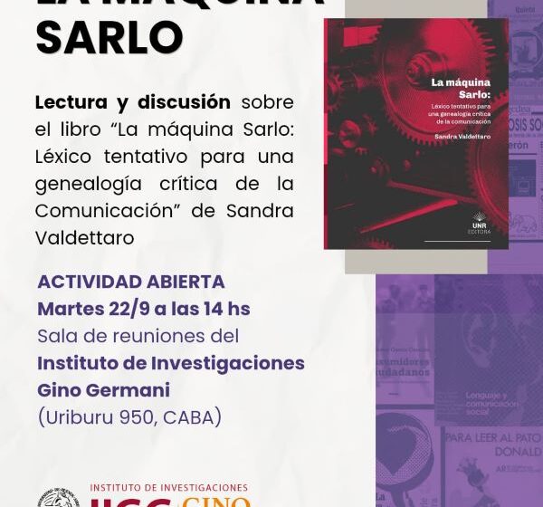  Reading and discussion about the book "The Sarlo Machine" by Sandra Valdettaro